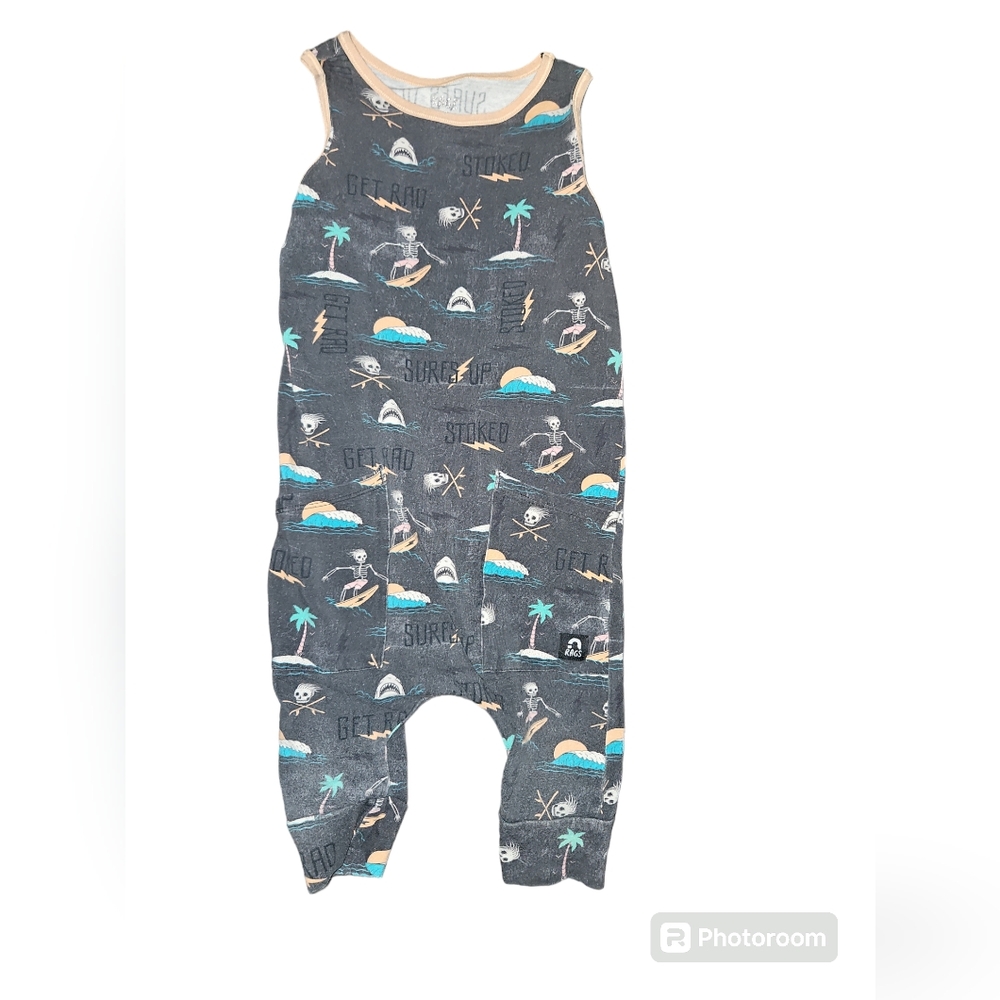Surfing Skelly short tank Rags Romper size 2t